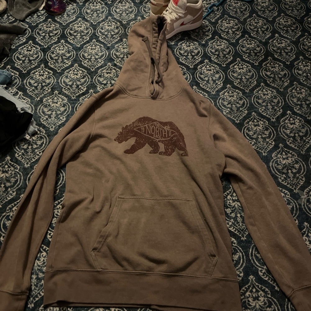 The North Face Brown Hoodie with Bear Design
